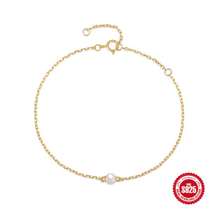 Bracelet de perles d'eau douce en argent sterling S925 bracelet perlé pour femmes de vente chaude européenne et américaine - Product Image 5