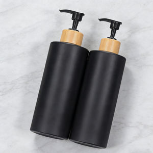 ขวดปั๊มพลาสติกแบบเติมได้สุดหรูพร้อมปลอกไม้ไผ่ธรรมชาติสำหรับบรรจุภัณฑ์แชมพูและครีมนวดผม - Product Image 2