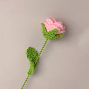 Flores de Rosa Tejidas a Crochet Hechas a Mano, Rosadas, Rojas y Blancas, Decoración de Flores Artificiales, Estilo Clásico para el Día de San Valentín, Flor de Rosa de Tela - Product Image 6