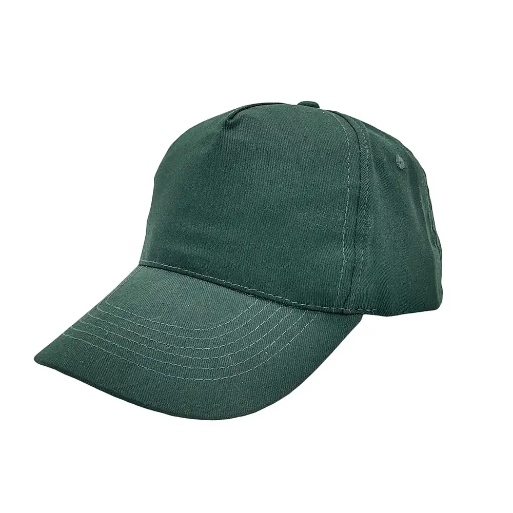 Fabrika toptan ucuz kısa kenarlı baba şapka, ön kavisli ordu yeşil özel logo pamuk 5 panel spor beyzbol şapkası erkekler için