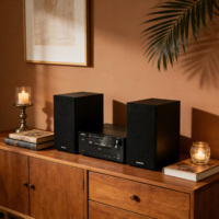 Système HIFI Lecteur CD avec BT USB Entrée casque AUX Sortie 50W pour cinéma maison et utilisation en soirée