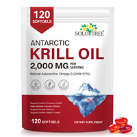 Huile de Krill Antarktique SOLOTREE 240 Gélules Souples Astaxanthine Naturelle Oméga-3 Santé Cardiovasculaire Vitalité Cellulaire Adulte Végétalien