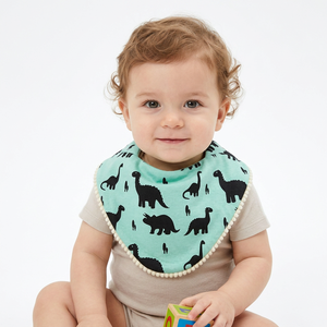 Babero de Algodón Orgánico Ecológico con Diseño Personalizado, Estilo Vintage, Estampado Animal, Colores Surtidos, para Bebés y Niños Pequeños - Product Image 1