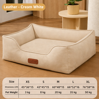 Canapé-lit orthopédique pour chien en similicuir avec rebord surélevé, base antidérapante, coussin pour chats et grands chiens, lavable