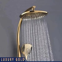 Ensemble de robinetterie de douche colonne murale thermostatique de luxe en laiton à double poignée avec cartouche céramique et barre coulissante