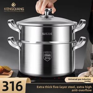 Lots de Casseroles et Faitouts en Acier Inoxydable 316 Multi-Tailles avec Couvercles en Verre pour Cuisinières à Gaz et à Induction pour Réunions de Famille - Product Image 3