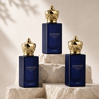 Flacon de parfum vide carré en verre à prix d'usine, flacons de parfum vaporisateurs bleus 30ML 50ML 100ML, flacon de parfum vide avec boîte