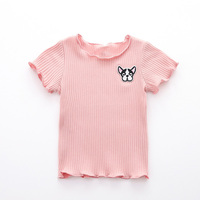 Kaos Anak Perempuan Musim Panas Katun Bergaris Bermotif Kasual Bernapas Lengan Pendek Tepi Rumbai Slim Fit Balita Bayi Atasan Kecil