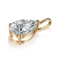 Ciondolo in Oro 18K con Diamante Coltivato in Laboratorio, Minimalista, alla Moda, a Tre Punte, Versatile, a Goccia, Gioielli Raffinati da Donna, Charm per Catene alla Moda