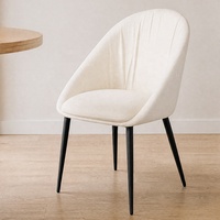 Chaise de salle à manger rembourrée en velours nordique personnalisable avec pieds noirs mats pour cuisine et salle à manger