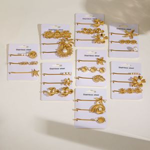 กิ๊บติดผมสแตนเลสชุดธีมมหาสมุทรรูปดาวเปลือกหอยดอกไม้มุกสีทองสำหรับสวมใส่ทุกวันเครื่องประดับศีรษะ - Product Image 3