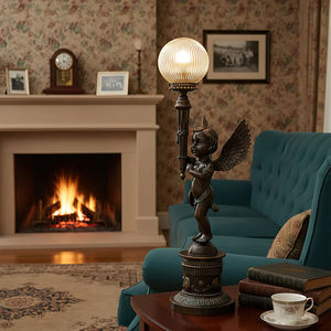 Lámpara de Mesa Estilo Francés Retro Vintage para Sala de Estar o Dormitorio, de Latón y Vidrio, Alta Calidad, Nuevo Diseño Único y Estable, Lámpara de Mesa <span class=keywords><strong>Auguste</strong></span> Moreau - Product Image 3