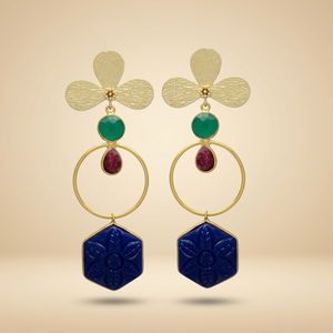 Pendientes Colgantes de Latón Hechos a Mano con Piedras Preciosas, Estilo Étnico, para Fiestas y Eventos - Product Image 2