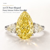 Bague à trois pierres en diamant jaune intense fantaisie en forme de poire de 10 carats, bijoux en vrac