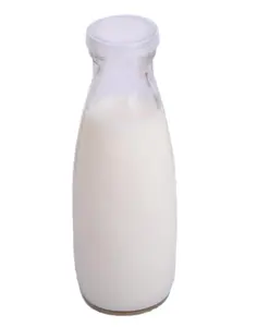 Factory price sell round shape glass milk bottle with white plastic cap