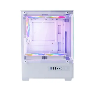 MANMU Computer Cases Custom White pc Case Mid Tower Micro Atx Computer Case pc Game with Tempered Glass