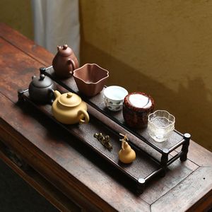 Bandeja de té de bambú morado de doble capa, estante de exhibición para accesorios de ceremonia del té - Product Image 4