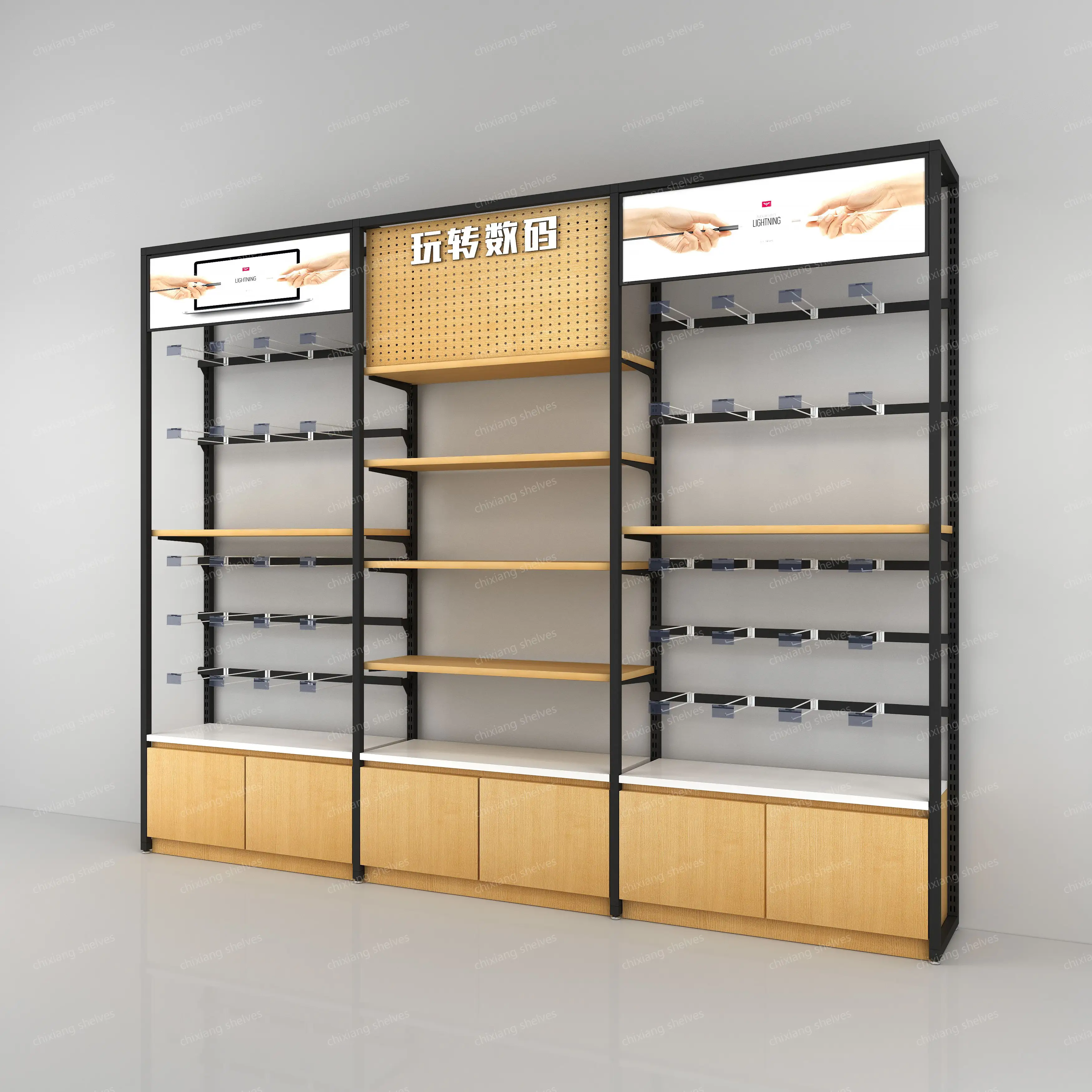 Wholesale Miniso Wood Custom Store Shelves Display Racks Shop Inerior Design Dollar Store Items