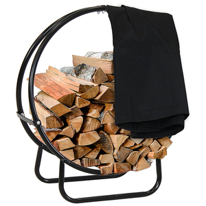 JH-Mech Customizable Firewood Storage Rack for <strong>Fireplace</strong> Storage Organizer Matte Circular Tube Indoor Firewood Log Rack <strong>Cover</strong> - Product Image 1