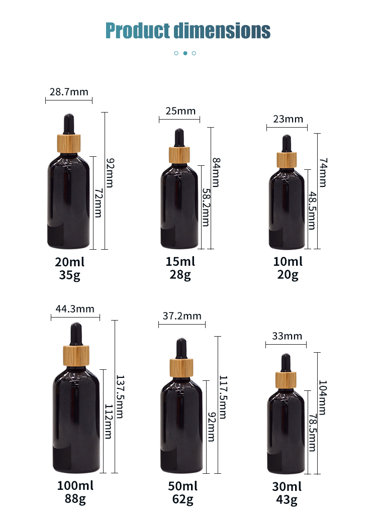 1oz 2oz Matte Black Glass Dropper Bottles With Pipette OEM ODM
