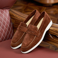 Mocassins en Cachemire Italien Décontractés pour le Quotidien, Chaussures Souples en Cuir Givré pour Hommes, Pointures 46-48