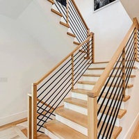 Balustres ronds en fer de 16 mm horizontaux pour rampes d'escalier, contemporains, résistants à la rouille, à fixation au sol, pour usage intérieur