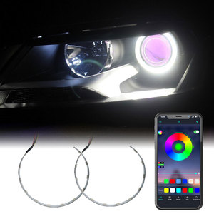 GPRGIT DRL129 23cm RGB LED RGB à commande par application, cercle <span class=keywords><strong>Angel</strong></span> Eye, phare de voiture super lumineux, feux de jour, lampe étanche - Product Image 4