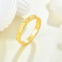YILUN 18K Massivgold Gravierter Bandring Blattmuster Minimalistischer Edler Hochzeitsschmuck für Herren und Damen