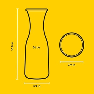 Carafe en verre avec couvercle, 1 litre, pichet en verre pour bar à mimosa, eau, thé glacé, jus, vin, lait, compatible lave-vaisselle, pour boissons - Product Image 2