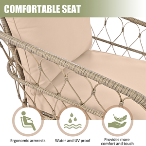 4-<b>Person</b> Outdoor Furniture Set with Removable Waterproof <b>Cushions</b> Modern Design Wicker Conversation Patio Set Wicker Tabletop - Product Image 3