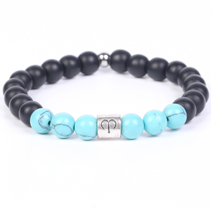 Pulsera Elástica de los 12 Signos del Zodiaco, con Cuentas de Ónix Negro Mate y Turquesa de 8mm, Pulsera de Meditación Espiritual - Product Image 5