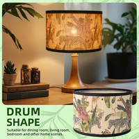 Abat-jour en bambou naturel imprimé, motif tropical, pour lampe de table, pliable, gain de place, vente en gros, OEM