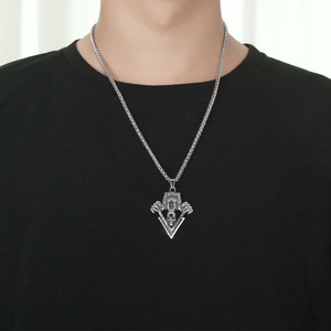 Collar de Acero Inoxidable con Colgante de Tigre Diente de Cuchillo para Hombre, Cadena con Amuleto de Calavera Animal SP892 - Product Image 2