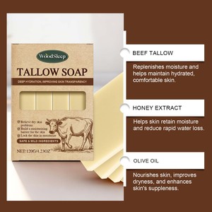 Jabón de sebo de res y jabón de limpieza corporal facial Hidratante profundamente hidratante y suavizante con jabón de sebo de miel - Product Image 2