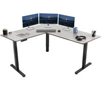 Bureau de direction à 3 pieds en forme de L, réglable en hauteur, assis à debout, électrique, réglable en hauteur
