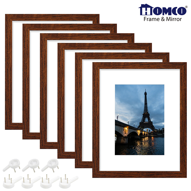 HOMCO In-Stock Wholesale 5x7 Picture Frame Set of 6 Four Colors Display Picture Photo Frame with Mat