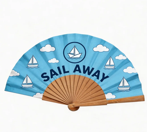 Abanico de mano plegable grande de bambú de 13 pulgadas, personalizado al por mayor, para eventos. - Product Image 4