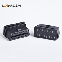 Conector Hembra OBD2 de 16 Pines Moldeado por Inyección, Interfaz de Diagnóstico con Carcasa Protectora Opcional