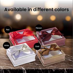 Elegante Caja de Regalo Rígida Roja con Ventana Transparente y Lazo de Satén para Empaque de Regalos Festivos de Primera Calidad - Product Image 5