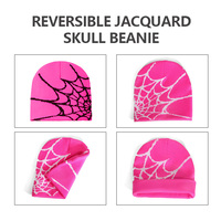 Fabricante de Gorros, Gorro de Punto Jacquard Reversible, Gorros de Invierno Y2K con Piedras, Diamantes de Imitación