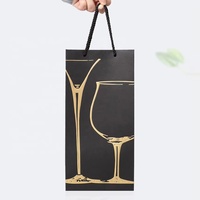 Sacs cadeaux pour bouteilles de vin recyclables en gros, pas chers, avec logo personnalisé, sacs en papier pour vin rouge simple/double avec poignée