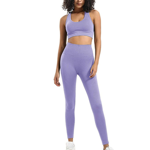 Custom Comfortable <b>Women</b> Fitness Set Yoga Sportswear Two Piece Top And <b>Leggings</b> Activewear Solid Color Yoga Set - Product Image 1