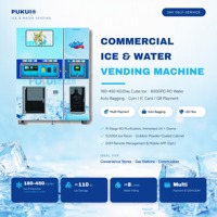 Distributeur automatique de glace et d'eau commerciale 180-450 kg/jour, machine à glaçons en cubes en libre-service, eau purifiée par osmose inverse 800 GPD, ensachage automatique