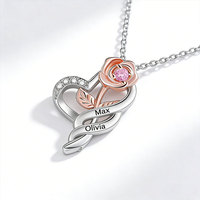 Cadeau personnalisé pour la fête des mères, collier en laiton avec zircon, pierre de naissance, cœur gravé, pendentif avec le nom de maman et de fille, bijoux