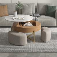Offre Spéciale Ronde En Marbre Top Lift Table Basse Tables Gigognes Avec Pouf De Rangement