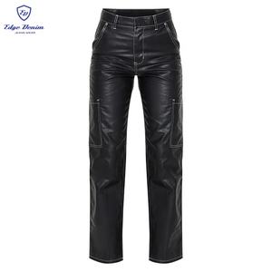 EDGEDENIM Slouchy Loose Straight Personnalisé <span class=keywords><strong>Noir</strong></span> Faux Pu <span class=keywords><strong>Cuir</strong></span> Denim Jeans Femmes Sexy - Product Image 6