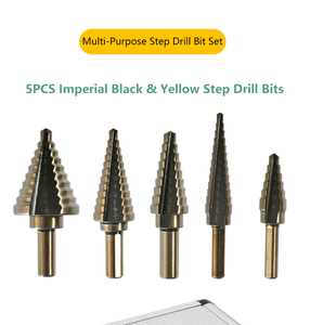 5-mảnh chống trượt màu Đen-Vàng lớp phủ carbide bước khoan <span class=keywords><strong>bit</strong></span> thiết lập ngành công nghiệp tiêu chuẩn tấm kim loại ống dẫn knockout - Product Image 6