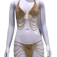 Chaîne de corps tendance pour femme avec ailes d'ange, strass et pampilles en cristal – Meilleure vente