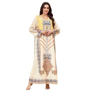 Yeni Lüks El Yapımı Dubai Abayası Çoklu Renkler Süslü Desen Tesettür Elbiseler Müslüman Kadınlar İçin Bol Kardigan - Product Image 6