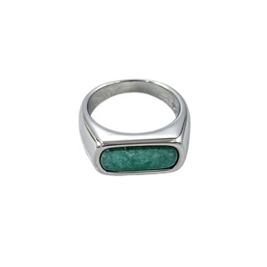 yunnique Geometric <b>Titanium</b> Steel <b>Ring</b> With Agate Inlay Unisex Fashion Jewelry Gift - Product Image 5